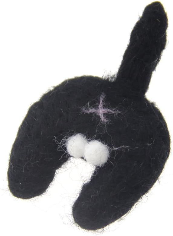 Needle Felt Wool Cat Butt Handmade Felting Cartoon DIY Cell Phone Case Accessories 6 Colors Finished Products (Black)