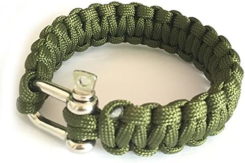 WorldShopping4U 550 Parachute Cord Survival Bracelet Weave with Stainless Steel Bow Shackle Buckle Emergency Quick Release
