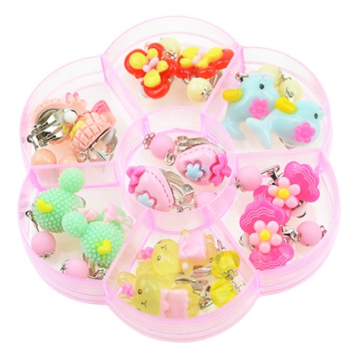 Baby Kids Little Girl Play Clip-on Earrings,Pretend Play Dress Up Accessories Toy Jewelry Clip-on Earrings (Cartoon Style)