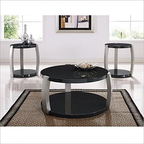 Bernards Furniture Orbit 3 Piece Occasional Table Set in Faux Black Granite