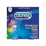 Durex Condom Pleasure Pack Assorted Natural Latex Condoms, 24 Count - An exciting mix of sensation and stimulation