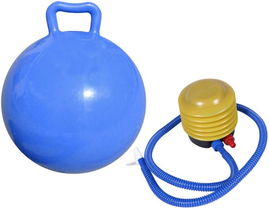 YeahiBaby Inflatable Hopping Ball with Inflator, Hop Bouncy Jumping Ball with Handle for Kids Children (Sky-blue)