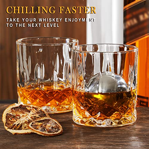 Whiskey Balls Stones Set with Whiskey Glasses, Chilling Stainless