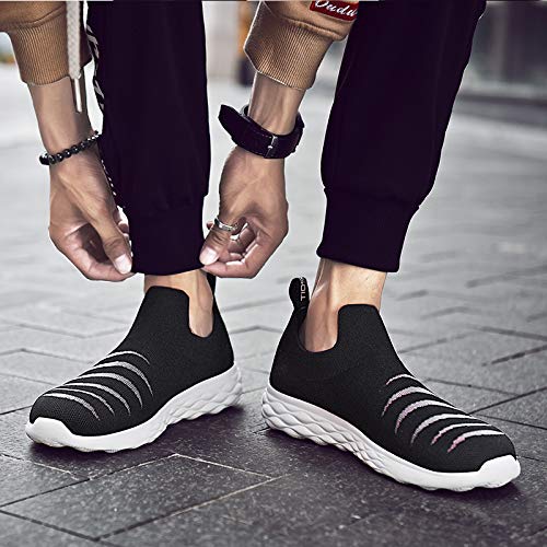 Dreamparis Men\'s Walking Shoes - Casual Slip on Sneakers Black 43
