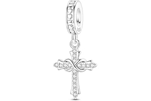 VECTOFLUX Cross Charms For Bracelets, Sterling Silver Butterfly Charms For Pandora Bracelets, Dangle Pendants & Bead Charm For DIY Jewelry