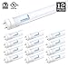 12-Pack of Hyperikon T8 LED Light Tube, 4ft, 18W (40W equivalent), 5000K (Crystal White Glow), Single Ended Power, Frosted Cover, UL-Listed & DLC-qualified - [12 Tombstones Included]