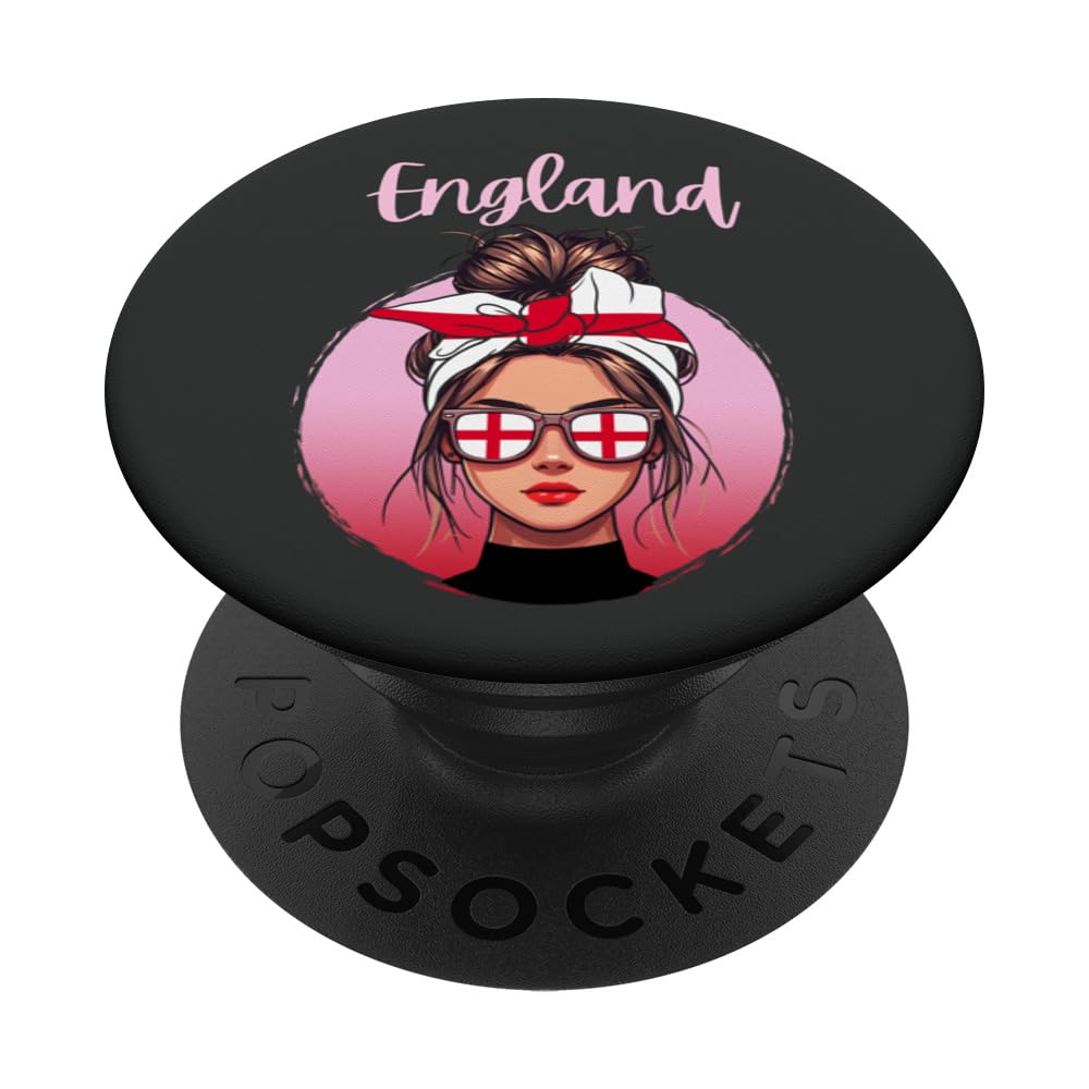 England, English Girl, England Flag, Messy Bun Girl, Britain PopSockets Swappable PopGrip