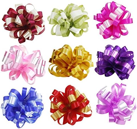 Zicome 9-Pieces Large Gift Wrap Ribbon Pull Bows for Christmas Gifts, Baskets, Wine Bottles Decoration, Gift Wrapping and Decoration Present
