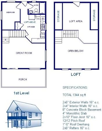 20x30 Cabin W Loft Plans Package Blueprints Material List