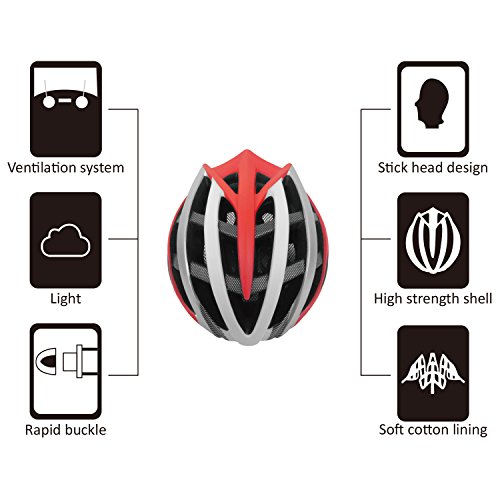 Vihir Bike Helmet Specialized for Mountain Bicycle Road Cycling, Red - Thumbnail 4