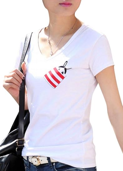 Amazon Plus Nao プラスナオ 半袖tシャツ Vネックtシャツ レディース 夏 トップス ロゴプリント シンプル 猫 ネコ ねこ Cat ウサギ 可愛い ベーシ Xl ウサギ ホワイト Tシャツ カットソー 通販