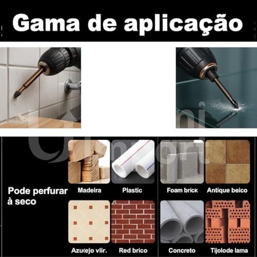 Conjunto de 7 Brocas de Titânio Multifuncionais, Liga Dura Universal para Porcelanato, Metal, Madeira e Plástico, Tamanhos 3-12mm