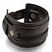INBLUE Men's Alloy Genuine Leather Bracelet Bangle Cuff Brown Punk Rock