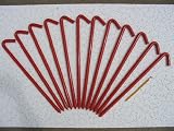 A 12 Pack of 18" long steel Hook Style Inflatable or Tent Stakes (Red)