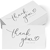 Small Thank You Cards Small Business, 100PCS Metallic Gold Mini Business Thank You Cards 3.5 x 2 Inch Thank You Very Much Cards for Wedding, Baby Shower, Graduation, Bridal Shower, Funeral (White)