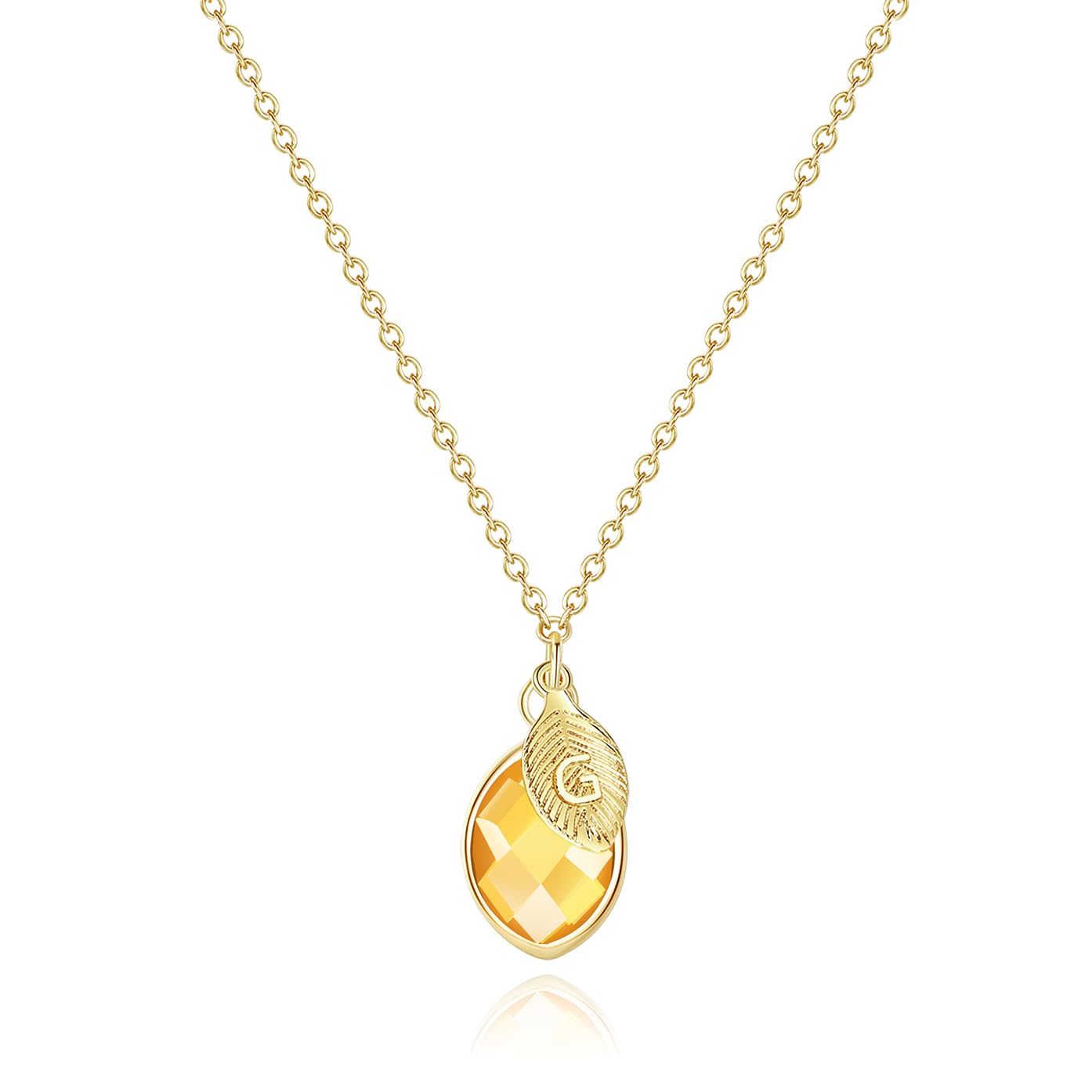 14K Gold Filled G Initial Necklace with November