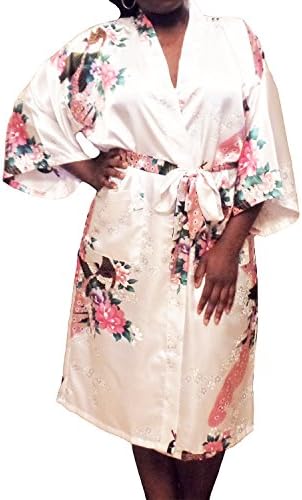Floral Satin Womens Plus Size Robes, Lightweight, Sizes 20-38, Knee Length