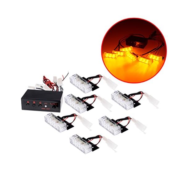 3-Flashing-Modes-Amber-18-LED-Warning-Hazard-Construction-Strobe-Light-Control-Module-Mounting-Bracket-Bar-Pickup-Truck-SUV-Boat-Set-of-6