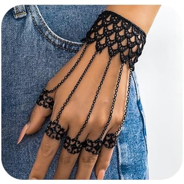 Amazon.com: Zeshimb Gothic Ring Bracelet Chain Bracelet Slave Hand