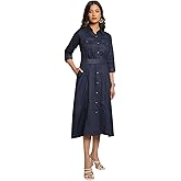 Tissu Women's Navy Blue Pure Cotton Fit & Flare Tie-Up Dress