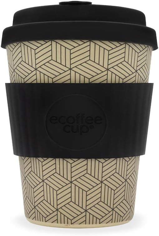 Ecoffee Cup Bonfrer 12oz / 340ml Geometric Pattern | Reusable Bamboo Coffee Cup