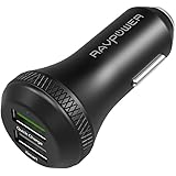 Quick Charge 3.0 Car Charger, RAVPower 36W Dual Port USB Car Adaptor with Lifetime Warranty (Aluminum Alloy Top, Wide Stainless Steel Contacts) for Galaxy S7 / S6 Edge, LG G4, Nexus 6, HTC One A9 and iPhone, iPad