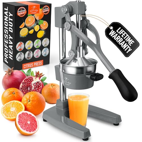 Zulay Kitchen Saftpresse Manuell aus Gusseisen, Saftpresse Orangenpresse Manuell für Zitrusfrüchte, Robuste Obstpresse aus Edelstahl, Cast Iron Juicer