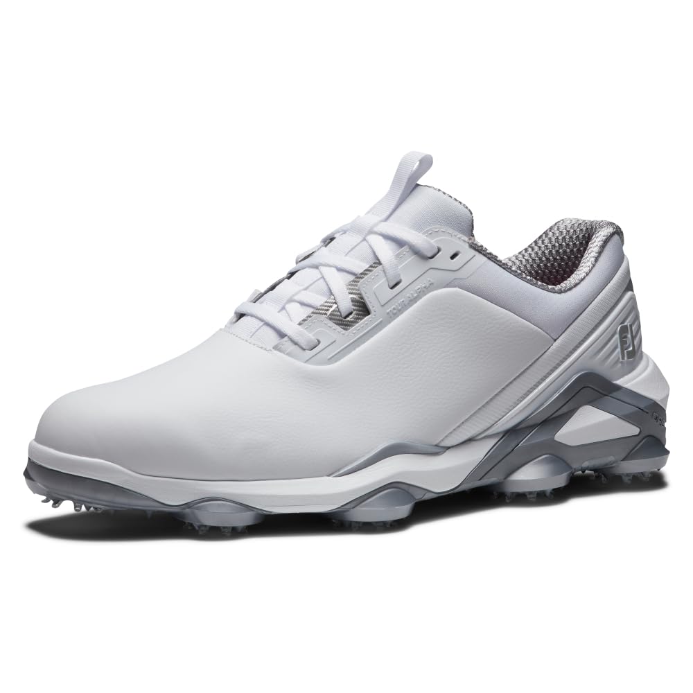 FootJoy Men's Tour Alpha Previous Season Style Golf Shoe, White/White/Silver, 9 Narrow Image