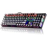 MoKo Mechanical Gaming Keyboard with Blue Switches, 9 Colors Preset LED Backlit Keyboard with 104 Keys, USB Wired Keyboard with Anti-ghosting Keys for PC Laptop Computer, Black