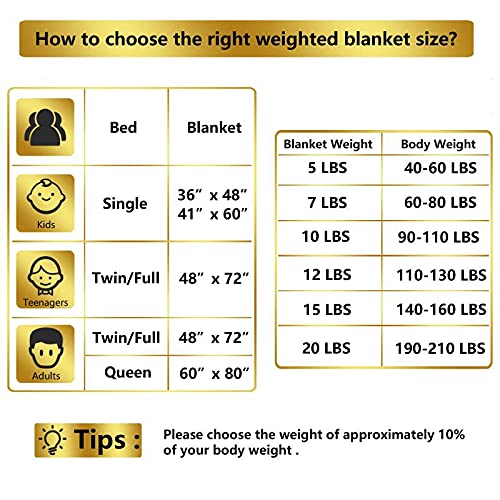 Weighted Blanket 20 lbs 60''x80'', Queen Size, for Adults, Heavy