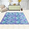 ALAZA Rainbow Watercolor Scales of Mermaid Area Rug Rugs for Living Room Bedroom 7' x 5'