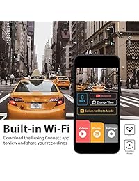 Rexing V1P 3ra generación Dual 1080p Full HD Delantero y trasero 170 grados gran angular Wi Fi Car Dash Cam con supercapacitador, pantalla LCD de 2.4 ", G Sensor, grabación en bucle, aplicación móvil