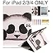 Dteck iPad 2 Case, iPad 3 Case, iPad 4 Case, Stylish New Printed PU Leather Kickstand Wallet Case with Money Holder/Card Slot Design Magnetic Shell Flip Covers for Apple iPad 2 3 4,Cute Panda