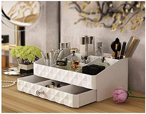 Mondeer 1PC Cosmetic Storage Box Drawer Make Up Organiser Cosmetic Accessories White Beauty Jewelry Multi-function 12 Sections with Diamond Drawer Handle