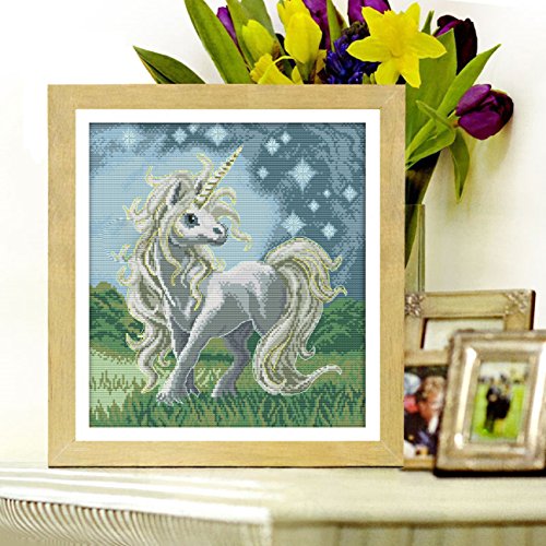 DIY Arts Crafts Sewing - Counted Cross Stitch Kis Cross-Stitching Needlepoints Kit Home Decor Embroidery Pattern Beautiful Unicorn