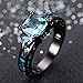 JunXin Black Gold Aquamarine Blue Diamond Antique Rings Princess Cut Wedding Size5/6/7/8/9/10/11(7)