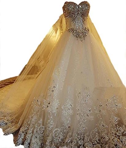 Mella Women's Plus Size Wedding Dresses for Bride 2017 Beads Wedding Dress Long Train Lace White-20W Plus Size