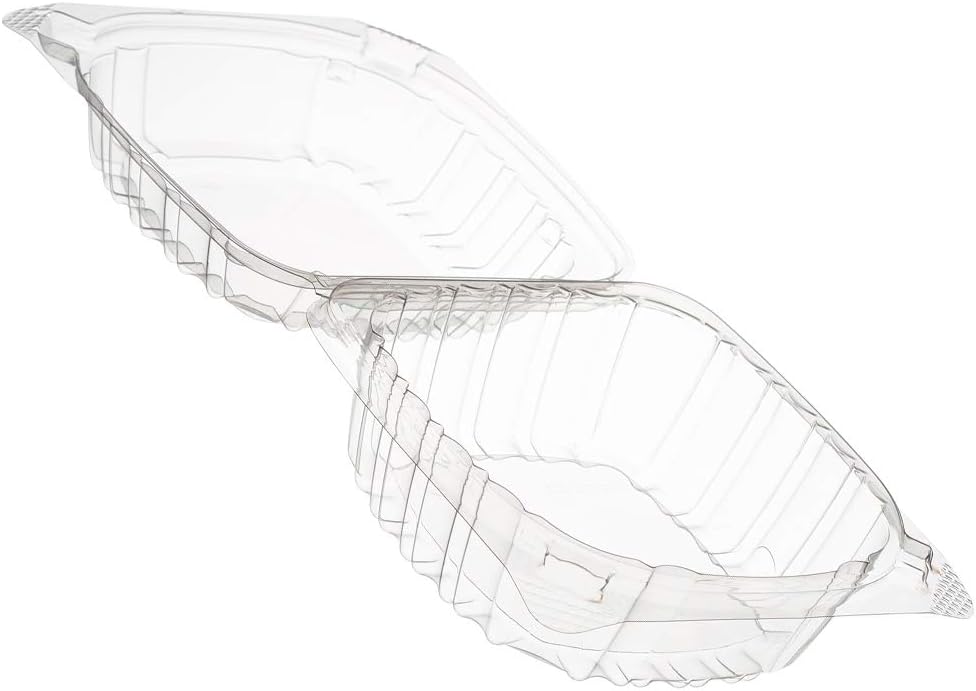 (25 Pack) 5"x 5"x 3" Clear Hinged Take-Out Containers with Snap-On Corners, ClearSeal Clear Hinged Lid Plastic Container, Stackable Clamshell Containers by Tezzorio