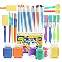 Complete Set of 30 Paint Brushes Bundle with Crayola Washable Kid