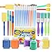 Complete Set of 30 Paint Brushes Bundle with Crayola Washable Kid's Paint (6 count) – Washable Kids Paints and Paintbrush Set - 2oz Assorted Bottles – Perfect for Kids Age 3+