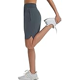 baleaf Women's Bermuda Long Shorts 9" Knee Length Athletic Running Shorts with Zip Pockets Stretch Loose Summer UPF 50+