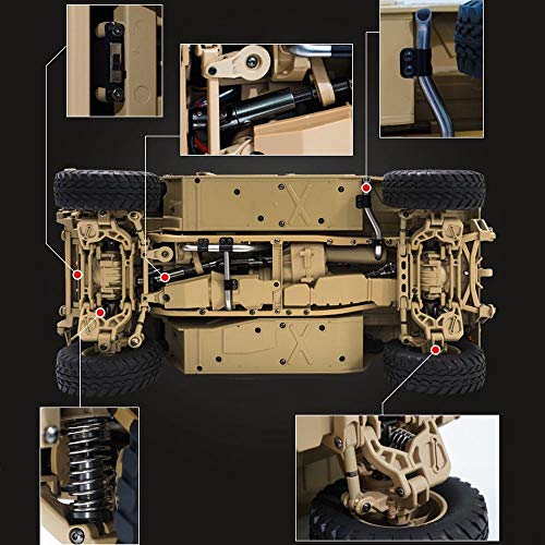 DBXMFZW 16CH RC Auto 2,4g Elektrische 4WD Militär Off-Road Fernbedienung Fahrzeug 1:10 Maßstab H1 Simulation 4x4 Militär… – Bild 6