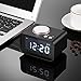 INLIFE Dual Alarm Clock with FM Radio, USB Phone Charging, Speaker, Indoor Thermometer, Dimmer Control, Snooze Function