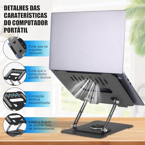 Suporte para Notebook, Suporte Ergonomico para Notebook, Suporte Articulado para Laptop, Suporte para Laptop com Ajuste de Altura e Inclinação