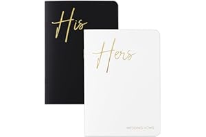 URSUNSHINE Vow Books His and Hers - Wedding Vow Books with Gold Foil Lettering, 5.5" X 4", Plenty Space to Write for Your Vows, Perfect Essentials for Your Wedding Day/Aniversaries - Black & White