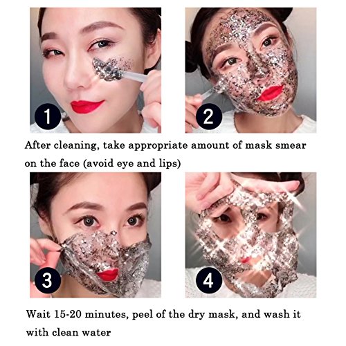 Sunsent Face Peel Off Mask, Star Mask Bling Glitter Deep Cleaning Pore Moisturizing Peel Off Mask Facial Face Masks Skin Care - Thumbnail 3