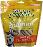 Yummy Chummies Dog Biscuits Treats Real Alaskan Seafood 100% Grain Free, Crunchy, Exclusive From Alaska Made in USA Omega 3 Fatty Acids, Salmon with Sweet Potato Recipe 14oz