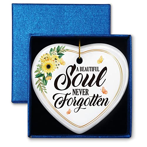 Photo 1 of Memorial Ornament Gift for Loved Ones, A Beautiful Soul Never Forgotten, Sympathy Bereavement Keepsake Gifts for Loss of Father, Mother, Grandmother, Grandfather, Daughter, Son, Sister, Wife, Dog