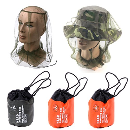 ULKEME Head Face Protector Mosquito Bee Insect Mesh Fishing Hunting Net Hat Mask Caps (Light Gray)