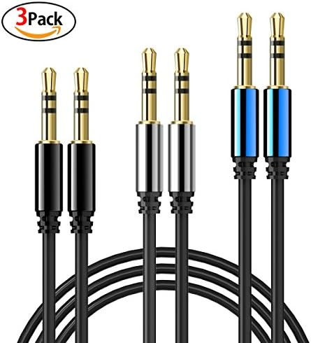 Aux Cable 3 Pack (2ft/4ft/8ft) 3.5mm Auxiliary Audio Cable Male to Male Aux Cord for Car Stereo, Headphone, iPhone, iPod, iPad and More